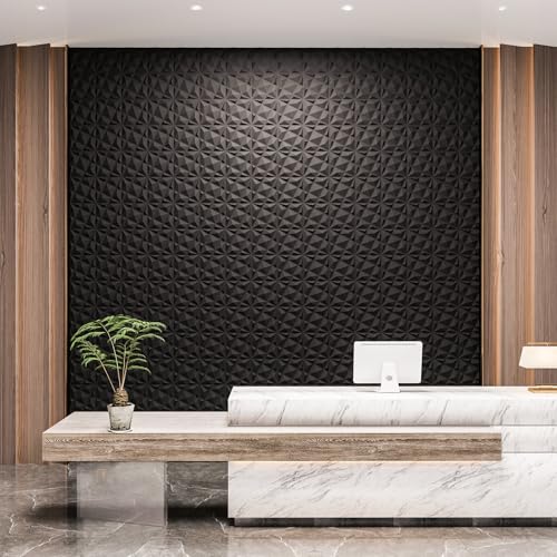 Image of Art3dwallpanels 20 Pack 3D Wall Panels for Interior Wall Decor, 12''x12'' White Accent Diamond Panels for Gaming Room Bedroom TV Background, Black