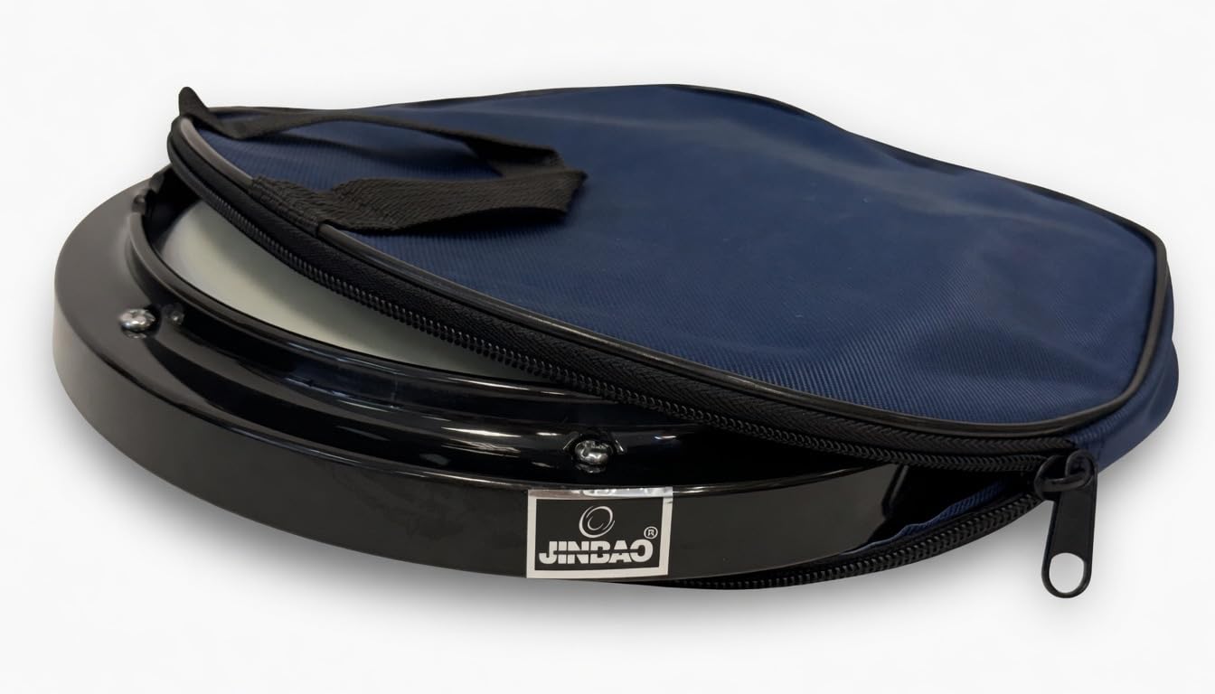 ROCKSTAR - Pad de Práctica 8" Jinbao 10518SET con funda – Parche Rugoso, Almohadilla Silenciosa para Batería, Incluye Soporte Negro con Funda y baquetas – Ideal para Aprendizaje y Entrenamiento