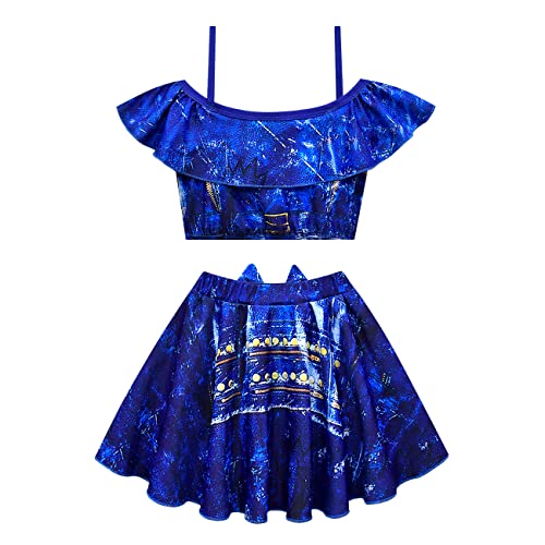 VARWANEO Descendants Bathing Suit for Girls, Cute Princess 2 Pieces Swimsuits Cartoon Printed Swimwear Bikini Sets Color-1, 4-5T2