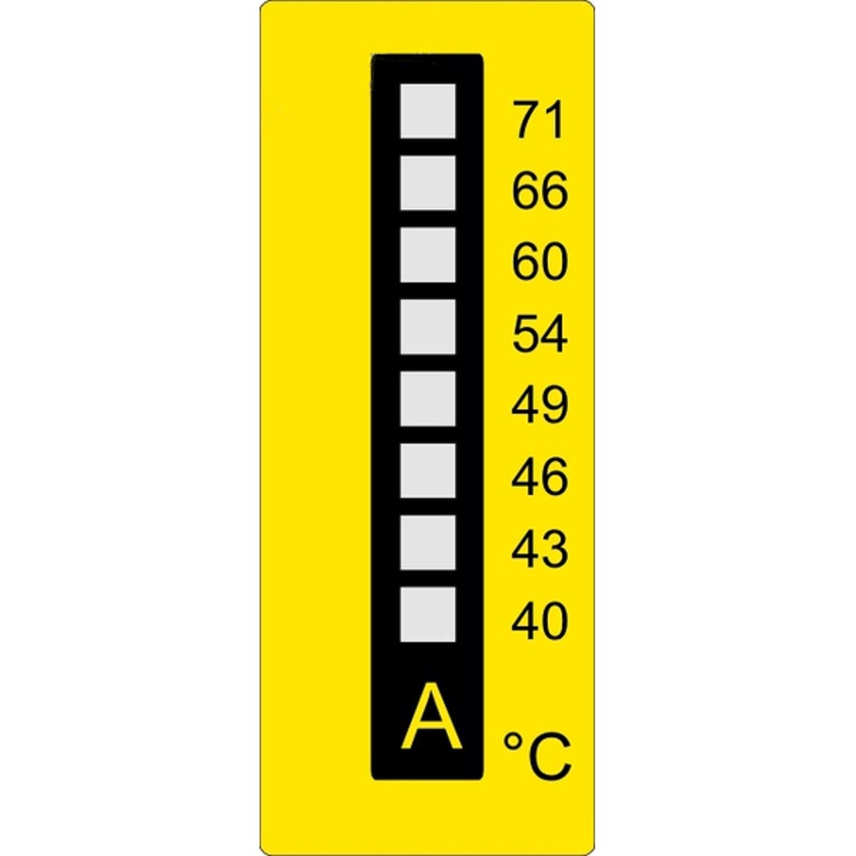 Bande de mesure de température de 40 à + 71 °C verticale, 8 champs irréversibles