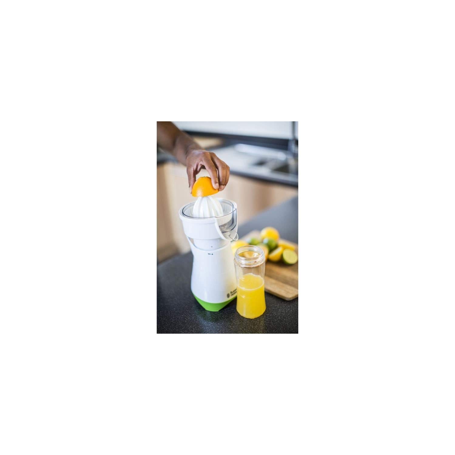 Russell Hobbs Mix & Go - Exprimidor y Batidora de Vaso Individual (300W, Batidora Smoothies, Sin BPA, Blanco y Verde, 1 Vaso de 600 ml, 1 Vaso de 400 ml) - ref. 21352-56