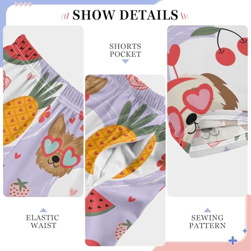 Boys' Pants Purple Watermelon and Dogs Long Bottoms Jogger Pants Elastic Waist Trousers with Pockets S-XL4