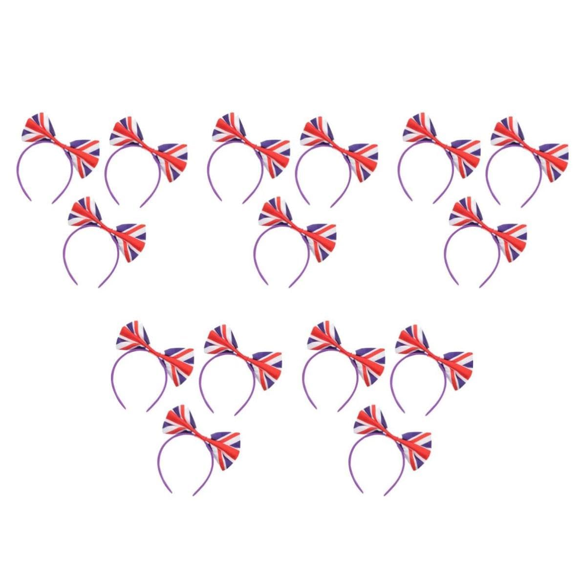 Sewroro 15 Piezas Diadema Lazo Grande de Satén Estampado Bandera Británica, Elástica y Cómoda para Fiestas de Mardi Gras y Eventos Obsequios
