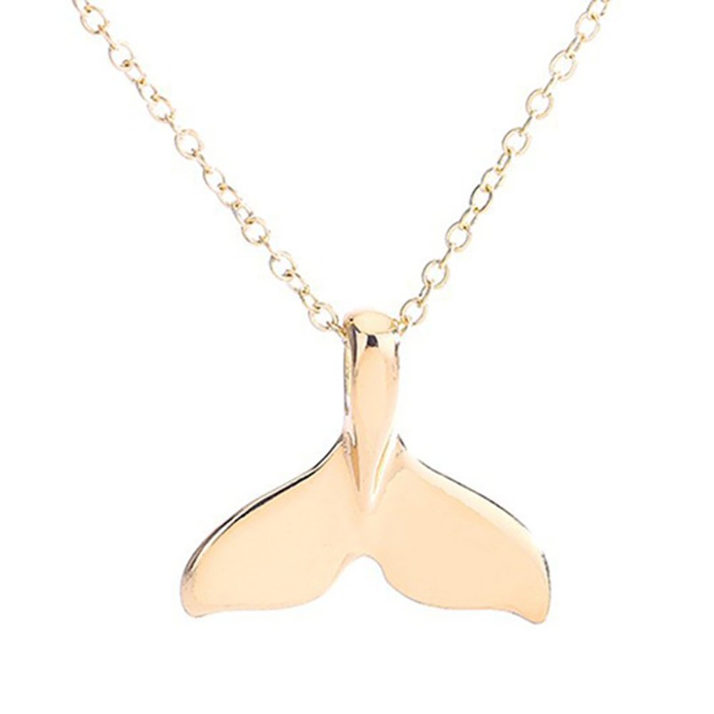Gemini_mall Women's Whale Tail - Gold 925 Silver Plated Whale Tail Charm Fish Tail Pendant Necklace For Jewelry Gift (Whale Tail - Gold)
