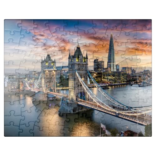 MyPuzzle Tower Bridge and Skyline of London, Great Britain - Rompecabezas Premium de 100 piezas para Adultos miniatura 1