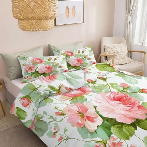 Housse de Couette 90 x 190 cm en Microfibre Respirante Douillette - Housse de Couette pour Adulte avec Fermeture Éclair - Parure de Lit Blanc Romantique...