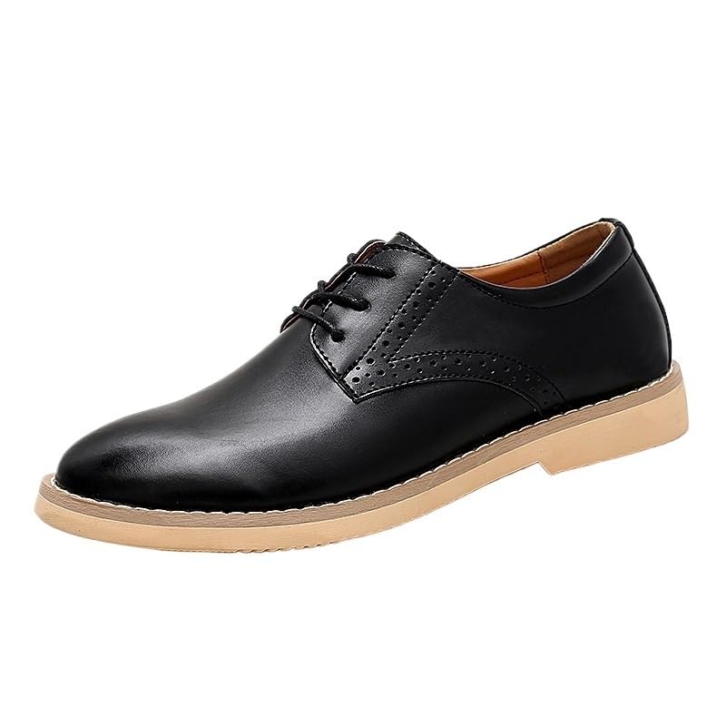 Mens Platform Dress Oxford Formal Shoes Lace-up Calfskin Leather Breathable Casual Anti-Slip Shoe Casual