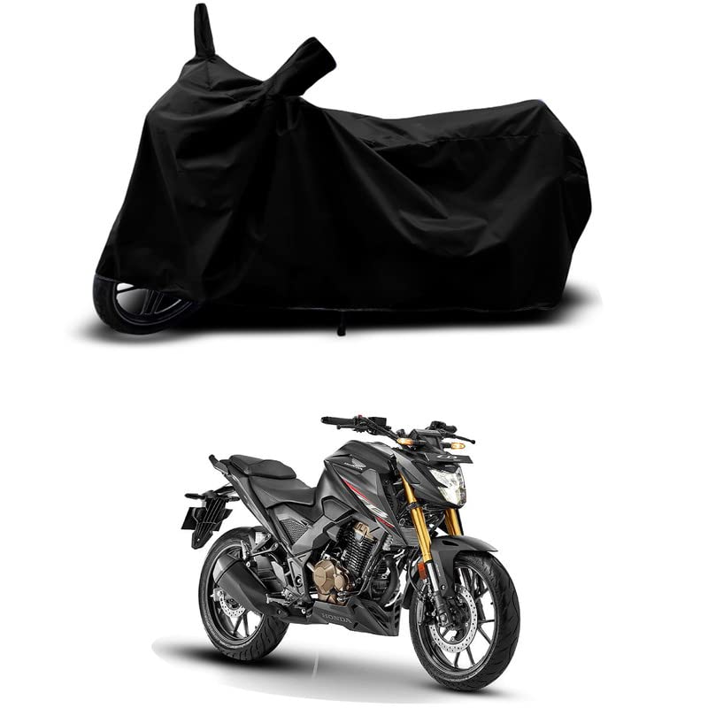Image of 100% Scratchproof /UV-Rays /Heat Protection /Birds Dropping /Water Resistant /Dust Proof /Waterproof /Bike Scooty Two Wheeler Body Cover Compatible for Honda CB300F Deluxe Pro All Varient[Black]