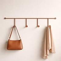 Cabideiro de Parede Organizador Multifuncional em Aço, Preto, Suporta até 5kg, com Ganchos para Bolsa e Roupa (Terracota)