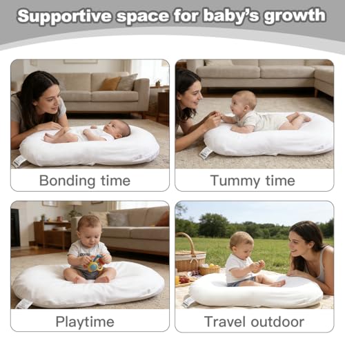 Image of Infant Support Cushion -Baby Support Cushion for Newborn, Oversized for 0-24 Months (36.5*20 inchs), Tummy Time Mat for Home and Travel, Soft Cotton, Supervised Use, Baby Essentials Gift -includ cover