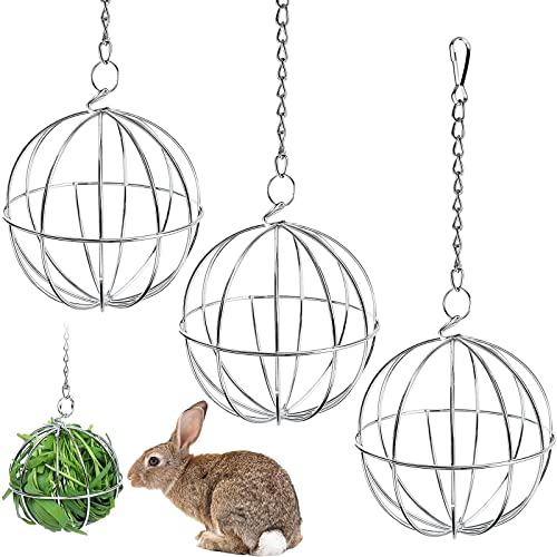 CAPRICIOUS 3 Stück Edelstahl Feeder Spielzeug, Edelstahl Feeder Ball Heuball Kaninchen Spielzeugs für Hase Meerschweinchen Kaninchen Chinchillas Hamster Cover