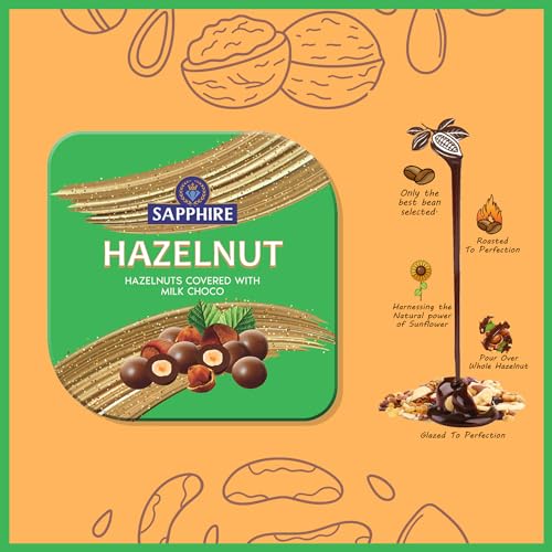 Image of Sapphire Chocolate Coated Nuts - Hazelnut, 90 g | Mouth Melting Milk Chocolate With Nutritious and Nutty Crunch
