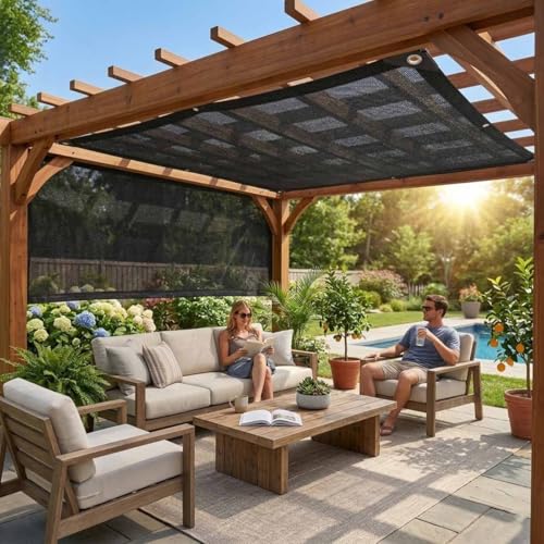 Toile d'ombrage noire 90% avec œillets bâche 5x25ft pour terrasse - 3