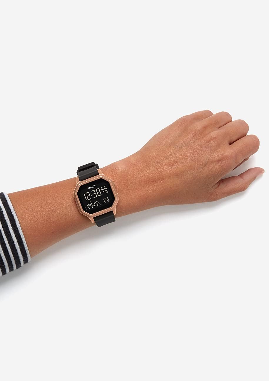 NIXON Siren SS A1211-100m Water Resistant Women's Digital Sport Watch (36mm Watch Face, 18mm-16mm Silicone Band) Black / Rose Gold image 6 of 8 B07B8DKQLG