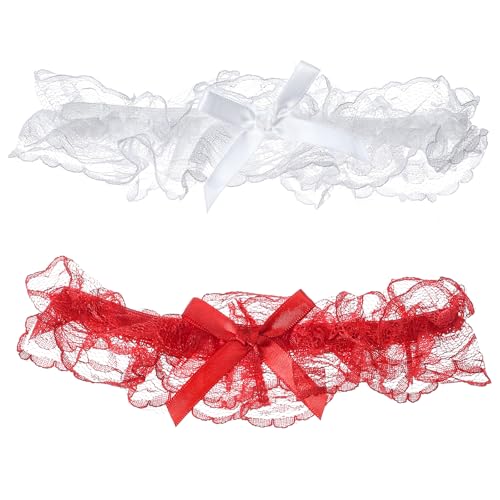 2pcs Lace Wedding Garters with Bow Wedding Bridal Legs Garter Stretchy Garter Bridal Garters for Party Prom Bride