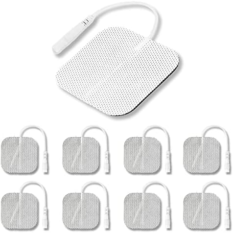 Syrtenty TENS Unit Pads 2"X2" 8 Pcs, 3rd Gen Reusable Latex-Free Replacement Pads Electrode Pads with Upgraded Sticky Electrode Pads Gel and Non-Irritating Design for Muscle Stimulator Electrotherapy