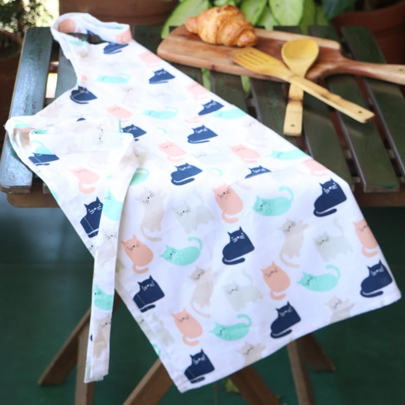 Image of Oak & Lily 100% Cotton Kitchen Apron | Fully washable with large front pocket | European quality | Made for Indian sizes