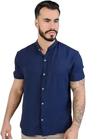 Camisa Social Masculina Manga Curta Gola Padre Elegante e Versatil Tendencia Verão
