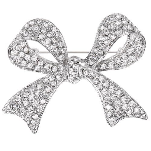 Piriuuo Damen Brosche, Strass-Bogen-Brosche Damen Anstecknadeln Vintage Bowknot Brosche Kristall Schleife Brosche Pin für Partys, Bankette, Geschenk Frauen Kleidung Accessoires Schmuck