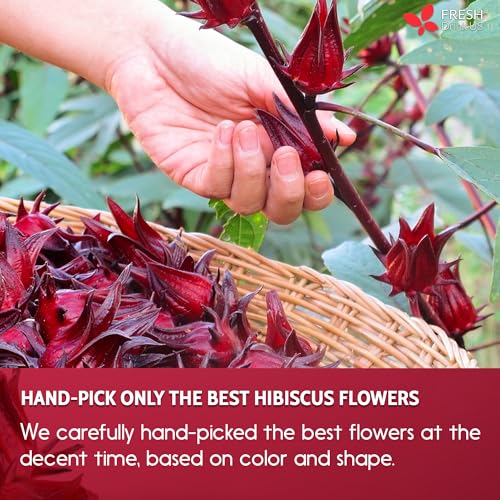 Image of 2oz Hibiscus Dried Flowers, 100% Natural, Pure from Hibiscus Flowers. Loose Flower Hibiscus Herbal Tea. Hibiscus Flower Tea. No Sugar, No Caffeine, No Gluten, Vegan.