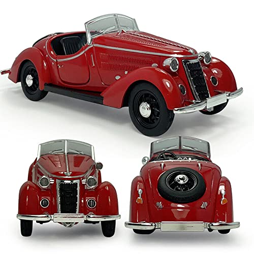 Image of 132 Vintage Diecast Metal Car Classic Toy Car For Kids Light Sound Pullback Openable Door, Green