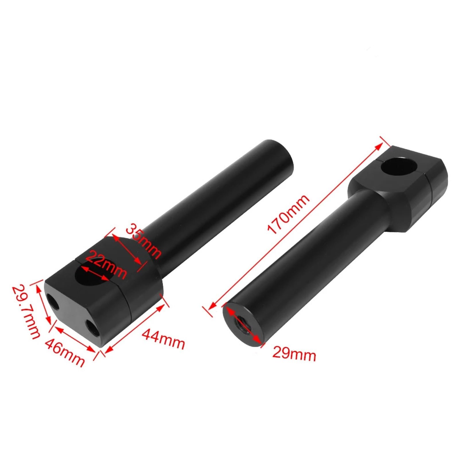 Riser zacisk Adapter do montażu Uchwyt na kierownicę motocyklową Riser 22/25mm Adapter zacisku na kierownicę Uniwersalny Części motocyklowe Akcesoria Wsporniki kierownicy(22MM Black)