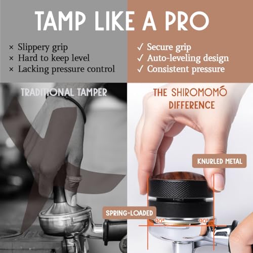 Image of 51mm Espresso Tamper, Auto-leveling Spring-loaded Palm Tamper, Stainless Steel Ripple Base with Non-Slip Grip