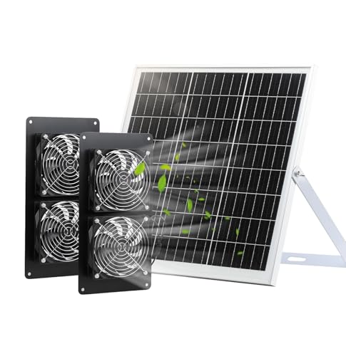 SUNYIMA Solar Ventilator, IP65 Wetterfester Solar Lüfter mit 20W Solarpanel und DC 4 ventilator für Kleine Hühnerställe, Gewächshäuser,...