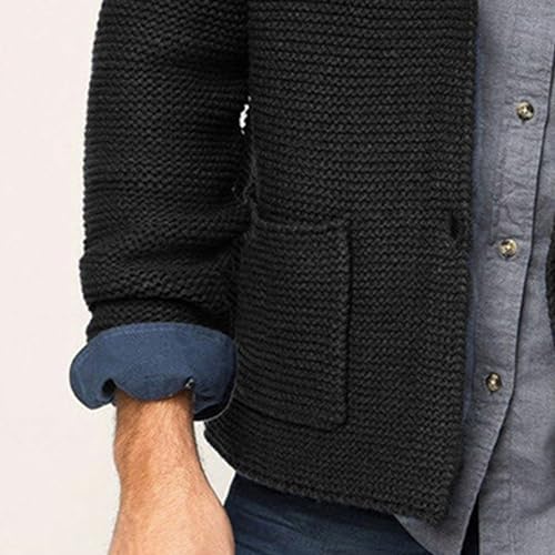 Men's Knitted Suit Cardigan Shawl Collar Casual Loose Cardigan Man Button Down Knitwear with Pockets4