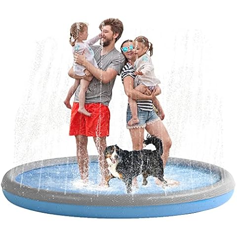 Niubya Splash Pad for Dogs and Kids, Thicken Sprinkler Pad Pool Summer Water Toys for Toddlers, Pet Water Play Toy Wading Pool Mat, Fun Outdoor Garden Lawn Backyard Play Mat, 95 inch Cover