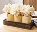 Mkono Mason Jar Centerpiece Decorative Wood Tray with 3 Painted Jars Artificial Flowers Rustic Country Farmhouse Fall Decor for Coffee Table Dining Room Living Room Kitchen
