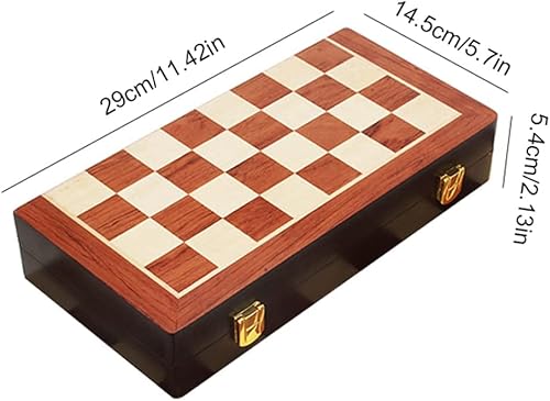 Miniatura 5 de Juego de ajedrez de metal grande de 11 pulgadas, caja de madera portátil con piezas de aleación, tablero plegable, ideal para adultos
