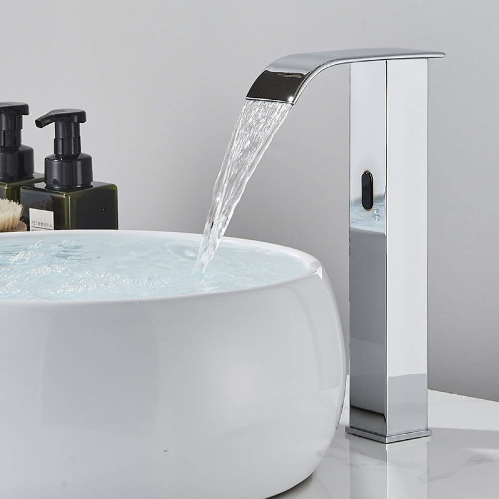 Robinet d'évier automatique noir à capteur intelligent pour salle de bain