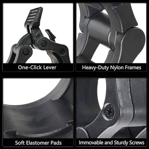 Halsbanden voor lange halterstang, 4 stuks, klem voor lange halter, 25 mm, klem voor gewichtheffen, fitness, bodybuilding (blauw + zwart) - Afbeelding 4