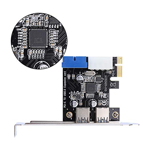 Image of YUYTE PCIe to USB 3.0 Expansion Card, Easy to Install with 2 USB 3.0 Ports 5Gbps Transfer Rate, Compatible with 7 8 10, for PCIe x1 x4 x8 x16 Slots