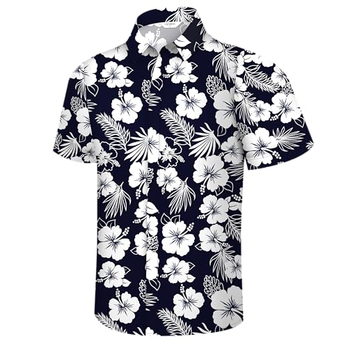 Image of Hawaiian Shirt for Men Tropical Shirts Summer Beach Button Down Short Sleeve Luau Aloha Floral Cruise Vacation Outfit 2026