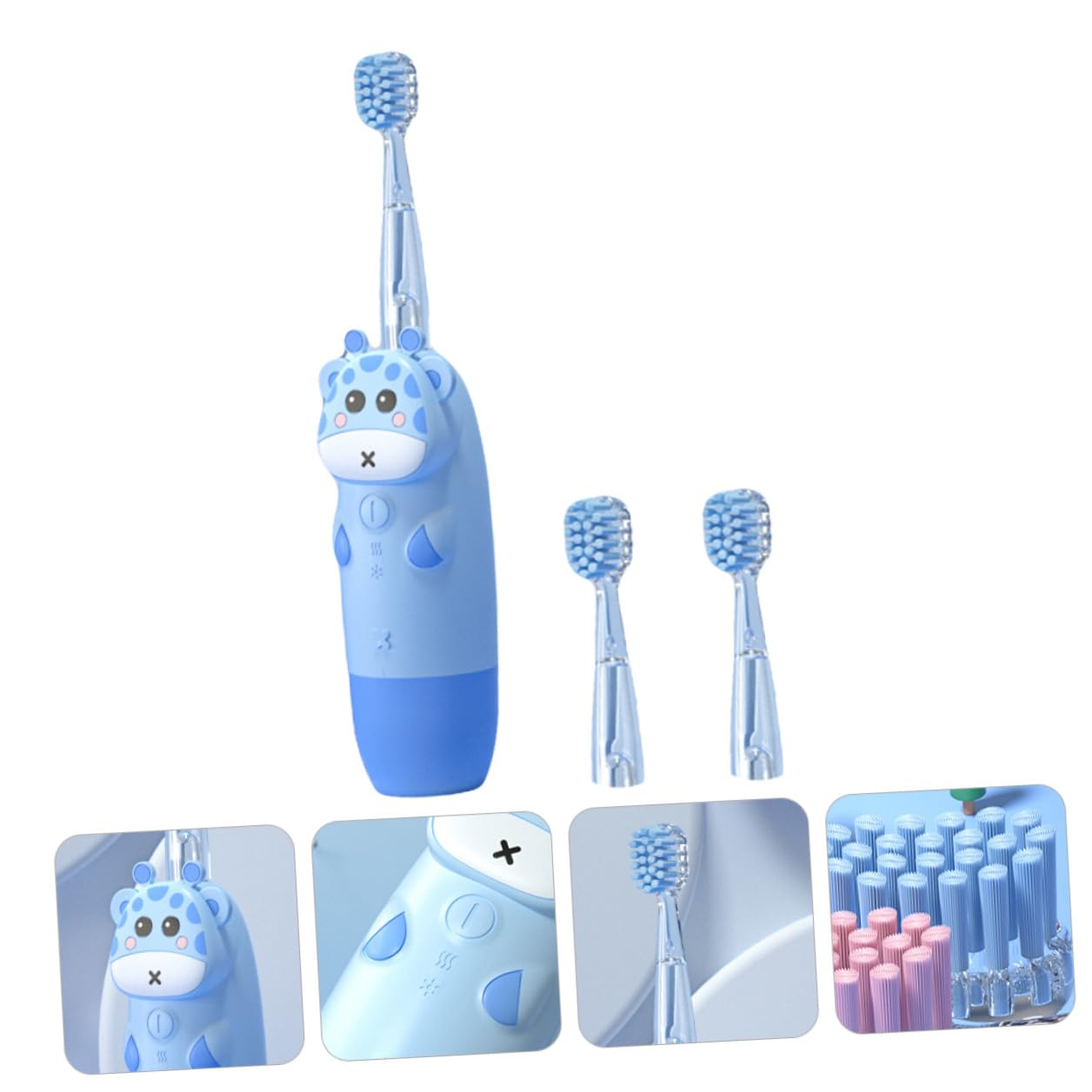 Cepillo de Dientes Eléctrico Sónico con Velocidad Ajustable para Niños Silicona y Pc Adecuado para Cuidado Dental Infantil Diario