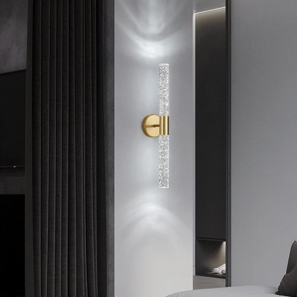 CWCQGH Crystal Wall Lamp 14W LED Wall Sconce LED Wall Mount Light Fixture, Indoor Wall Lantern with Glass, Crystal Lamp Bathroom Wall Decor Decor Lamp,Pendant Lights,Gold