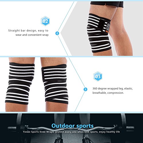 Yosoo Knee Wraps Elbow Wraps - Ginocchiera a compressione elastica per le ginocchia, ideale per powerlifting, body building