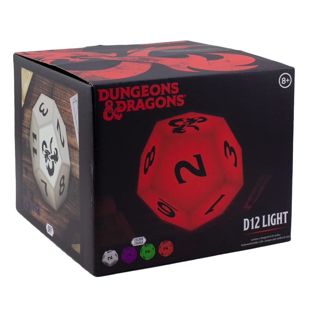 Dungeons and Dragons D12 Light - Officially Licensed DAD Dice Lamp, Gaming Room Mood Lighting, Decor for Bedroom, Battery Powered | Paladone