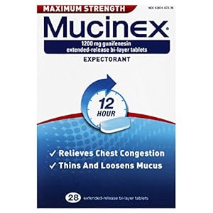 Mucinex Maximum Strength 12-Hour Chest Congestion Expectorant Tablets, 28 Count (Pack of 3)
