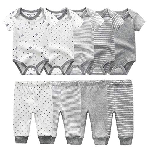 Image of Kiddiezoom Unisex Newborn Baby Short-Sleeve Bodysuit Baby Layette Essentials Giftset Clothing Set