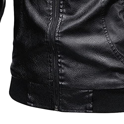 Chaqueta bomber de cuero negro para hombre miniatura 5