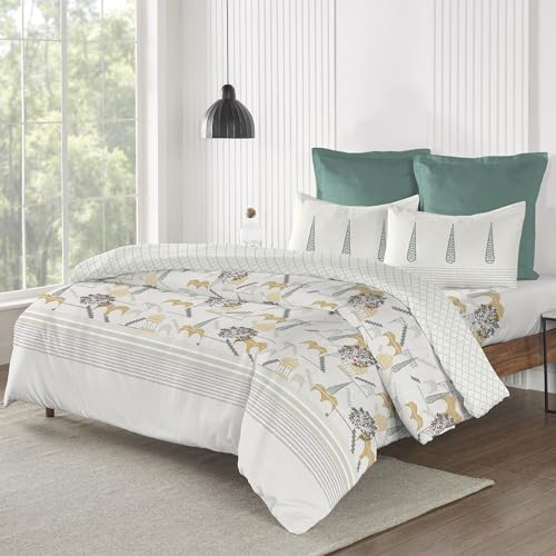 Image of Trident King Size Bedsheet Cotton Road To Jaipur Collection 100% Cotton Bedsheet For Double Bed Cotton 1 King Size Bedsheet With 2 Pillow Covers Super Soft 210 Thread Count-Noor Honey Mustard, 210 tc