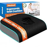 EdenDwell Seat Cushion, Memory Foam Chair Pad, Non-Slip Cushion for Office, Home, Car, Large Desk Chair Cushion, Washable Cover & Handle, Large, Black
