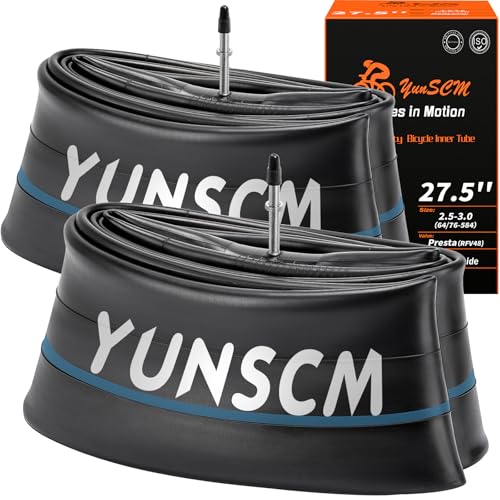 2-Pcs 27.5' Heavy Duty Bike Tubes 27.5x2.5/3.0 (64/76-584) 48mm Presta Valve with Removable Valve Inner Tubes 27.5' Bicycle Tubes Compatible with 27.5 x 2.50/2.60/2.80/3.0 Bike Tire Tubes
