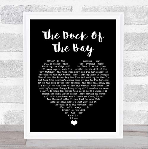 Impresión de música con texto en inglés "Sittin' On The Dock Of The Bay Black Heart Song" Large A3