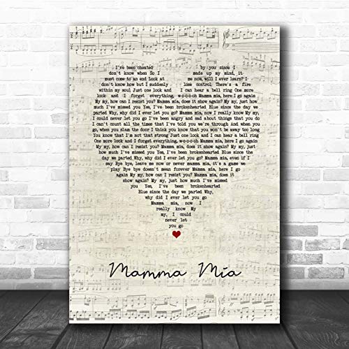 Mamma Mia Script Heart Song Lyric Print