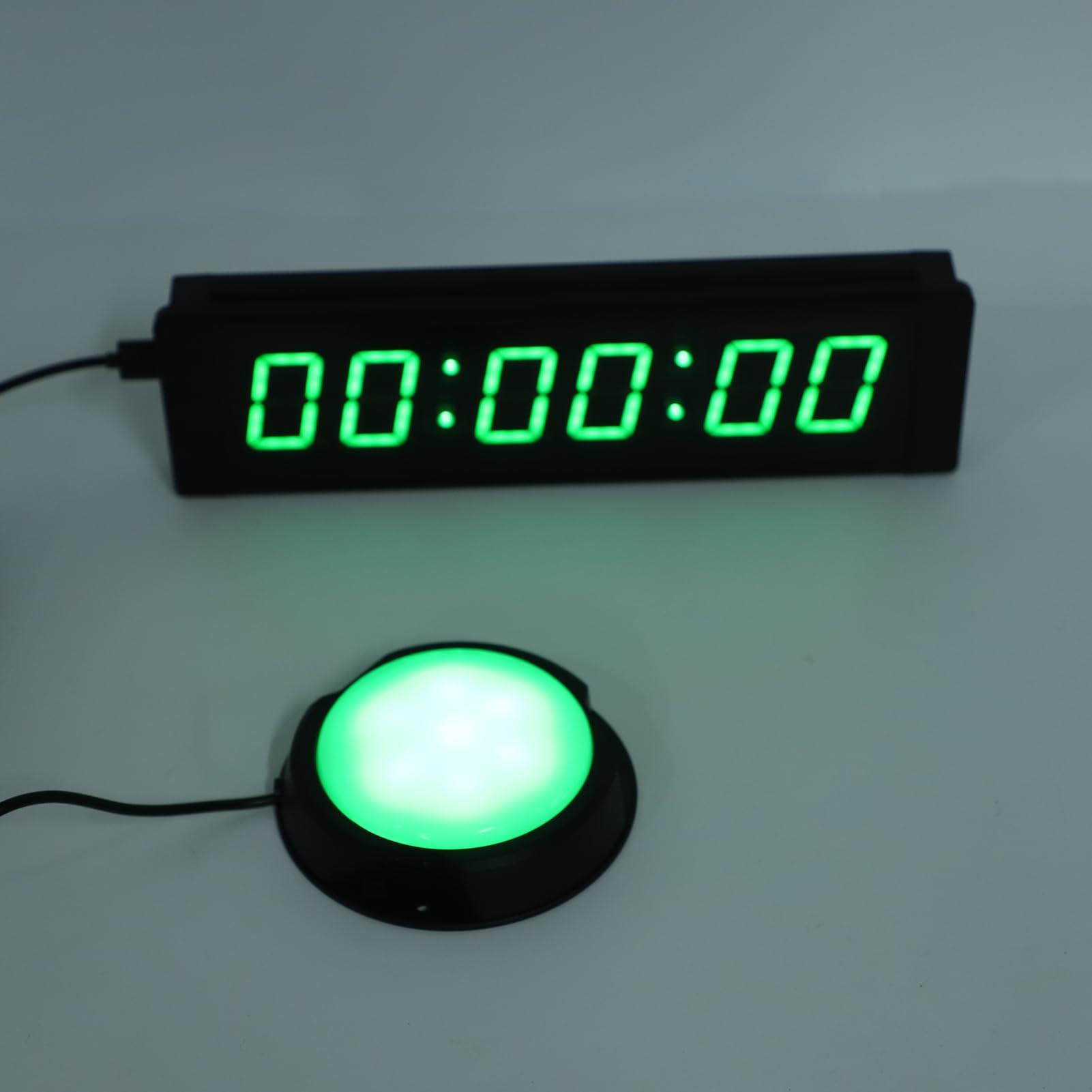 Focket Temporizador de, 6 Dígitos, Pantalla LED Verde de 1,5 Pulgadas, Cronómetro, Temporizador de Cuenta Regresiva Multifunción con Control Remoto y Botón con Cable para Eventos, Reuniones