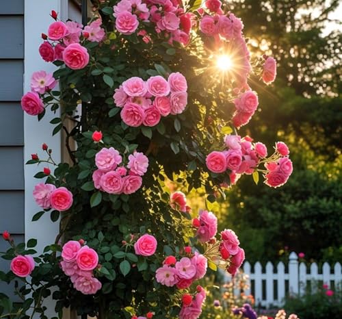 Image of Climbing Rose Hybrid Seeds Pack - Large Flowers- 70 Easy-to-Grow Seeds for Vibrant Blooms, Suitable for All Indian Climates (PINK)